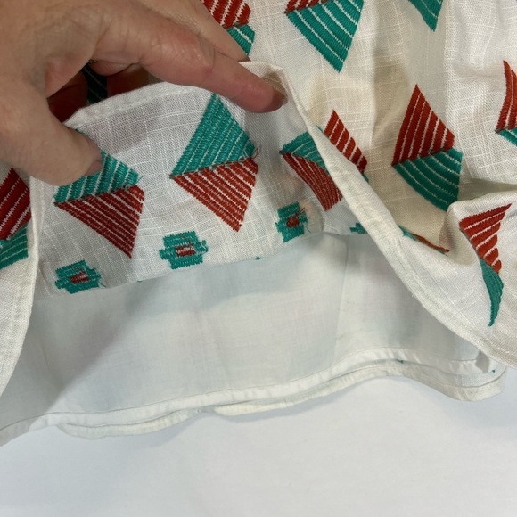 NWT THML Brea Embroidered Mini Skirt Stitch Fix Teal Green Linen Blend Size L - Picture 5 of 9